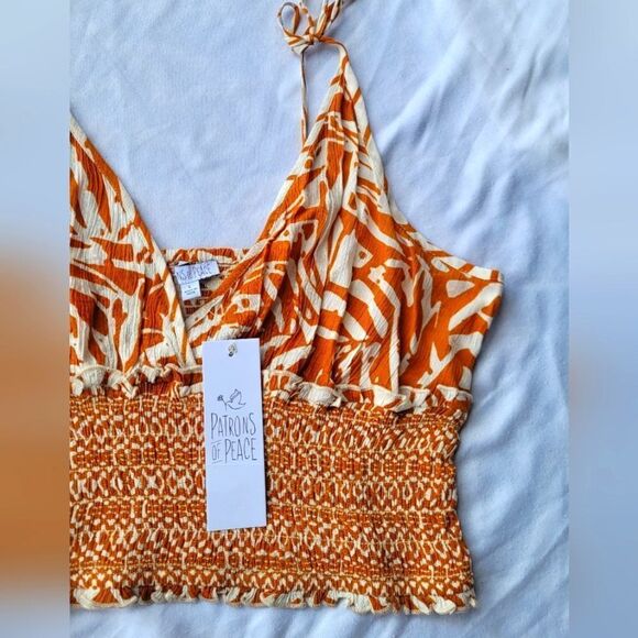 NWT Patrons of Peace Crop Top Tie Strap Summer Shirt - Picture 7 of 7